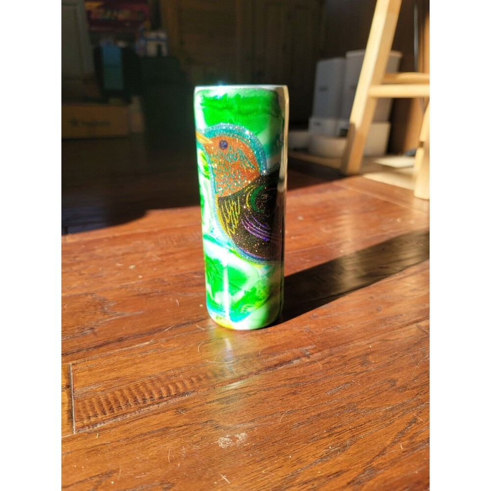 Hummingbird Green Galaxy 20oz Tumbler Glitter/Pigment Glow In The Dark/Hogg
